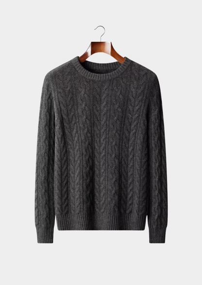Pure Extra-Fine Merino Wool Cable Knit Crewneck | Portovelli
