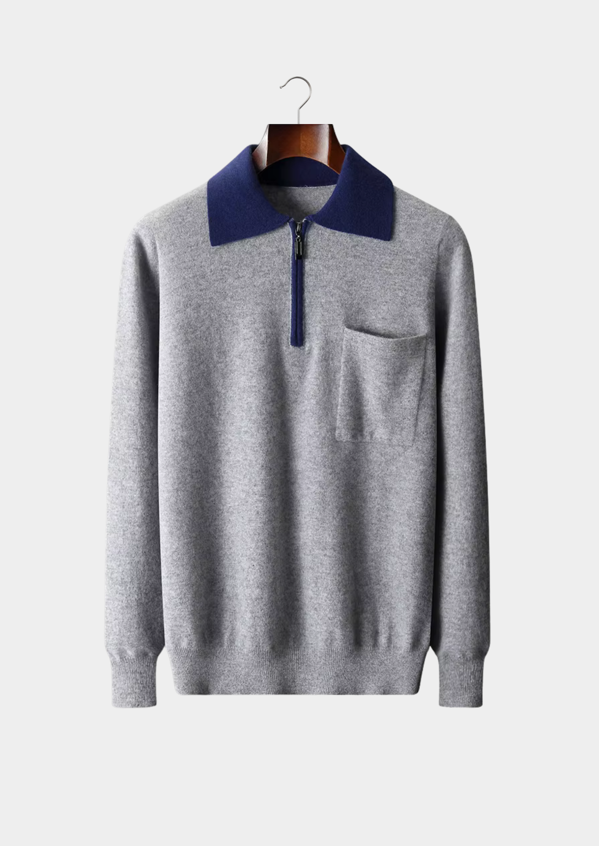 Premium Cashmere Two Tone Zipper Polo | Portovelli