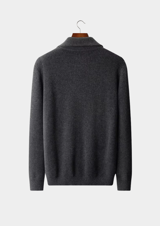 Pure Extra-Fine Merino Wool Funnel Neck Dual Zip Cardigan | Portovelli