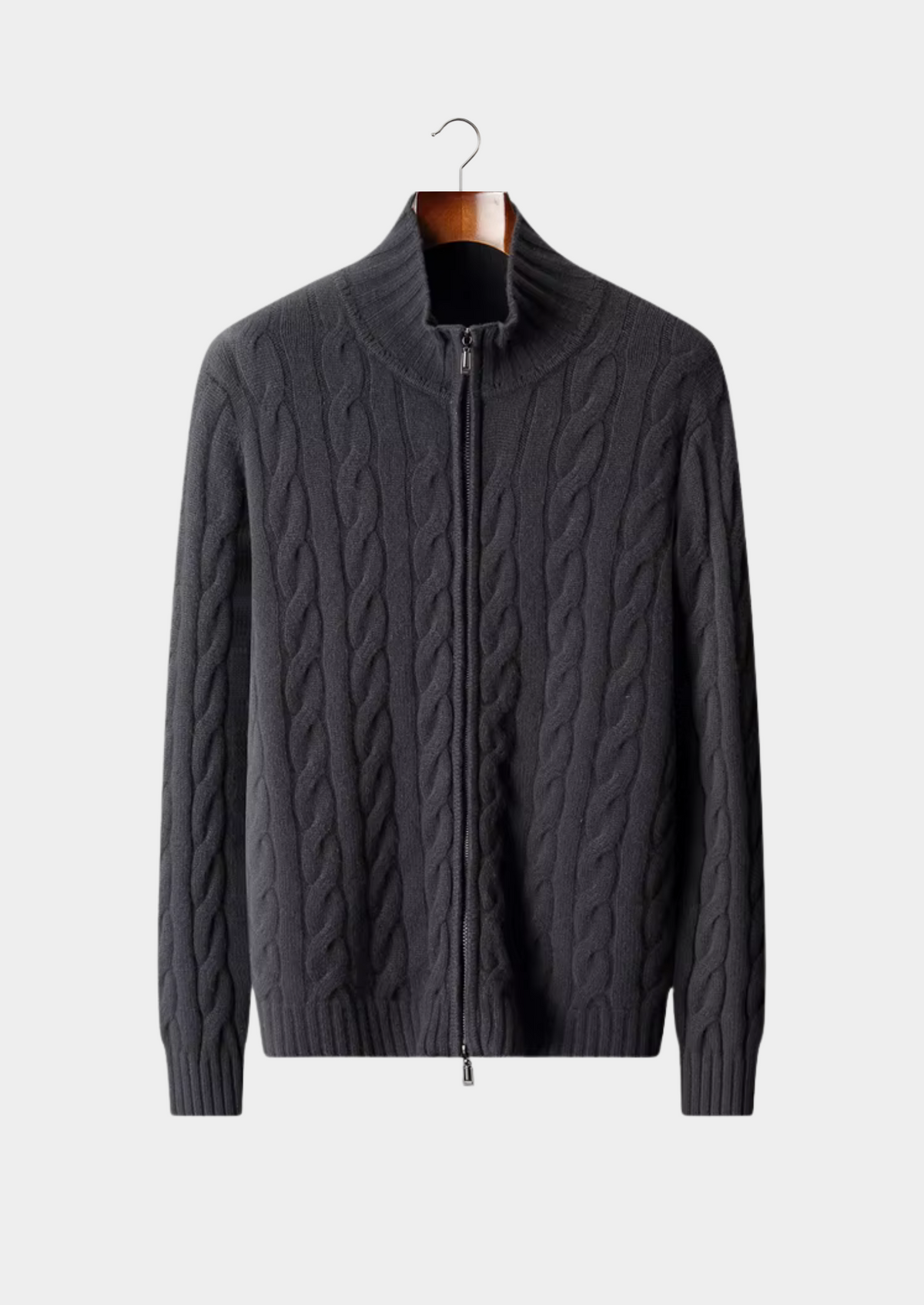 Pure Extra-Fine Merino Wool Dual-Zip Cable Cardigan | Portovelli