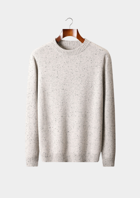 Pure Cashmere White Nepped Essential Crewneck | Portovelli