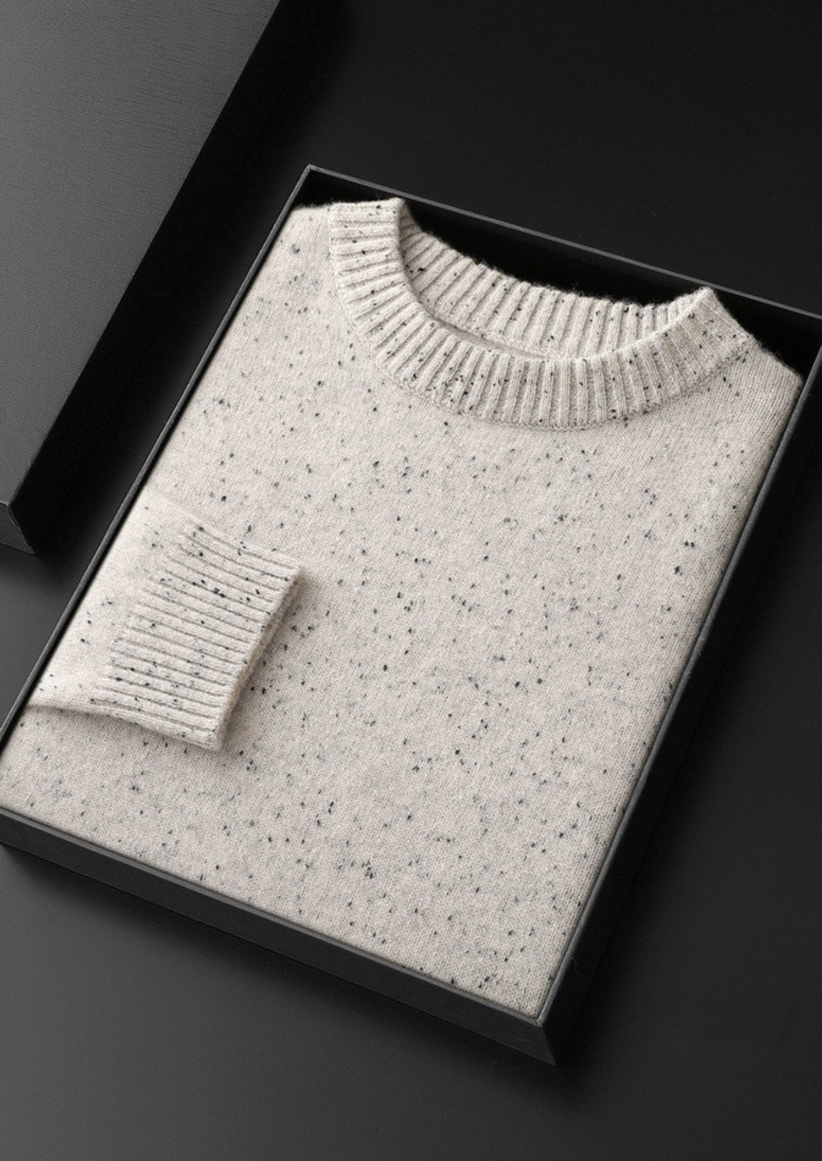 Pure Cashmere White Nepped Essential Crewneck | Portovelli