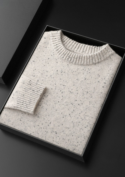 Pure Cashmere White Nepped Essential Crewneck | Portovelli