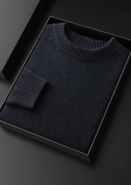 Pure Cashmere Navy Blue Essential Crewneck | Portovelli