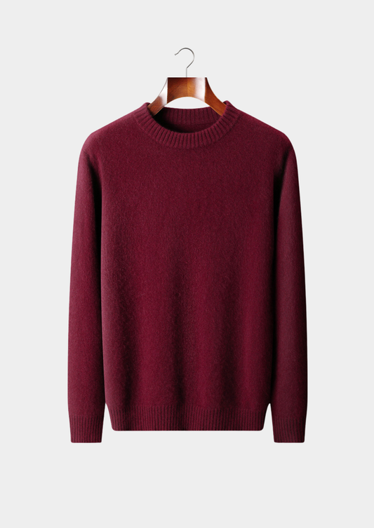 Pure Cashmere Burgundy Essential Crewneck | Portovelli
