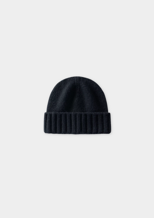Black Cashmere Wintertime Beanie | Portovelli