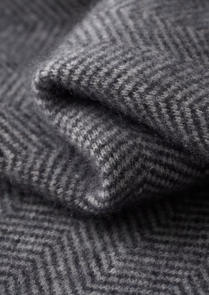 Pure Extra-Fine Merino Wool Gray Herringbone Set | Portovelli