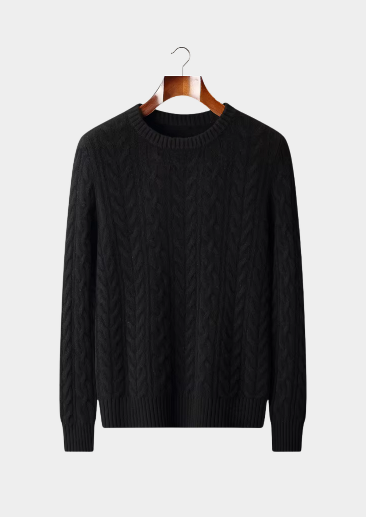 Pure Extra-Fine Merino Wool Cable Knit Crewneck | Portovelli