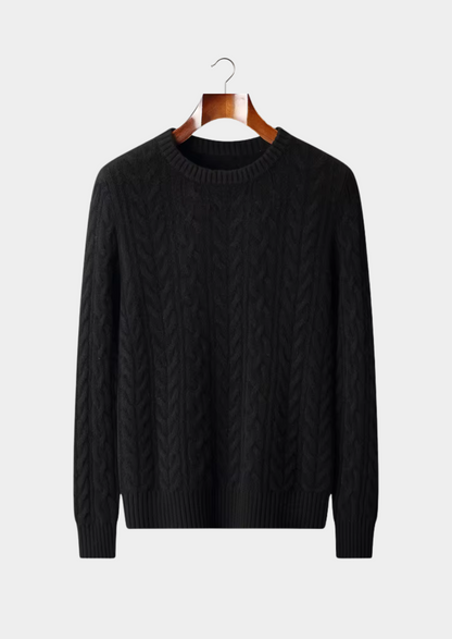 Pure Extra-Fine Merino Wool Cable Knit Crewneck | Portovelli