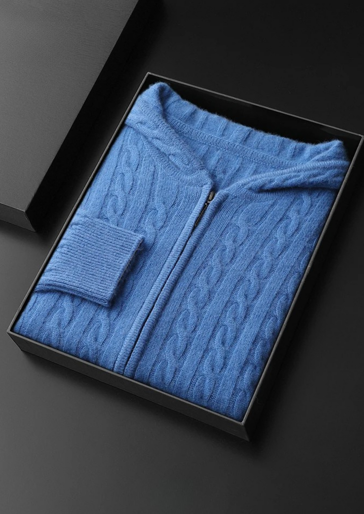 Premium Cashmere Cable Knit Zipper Hoodie | Portovelli