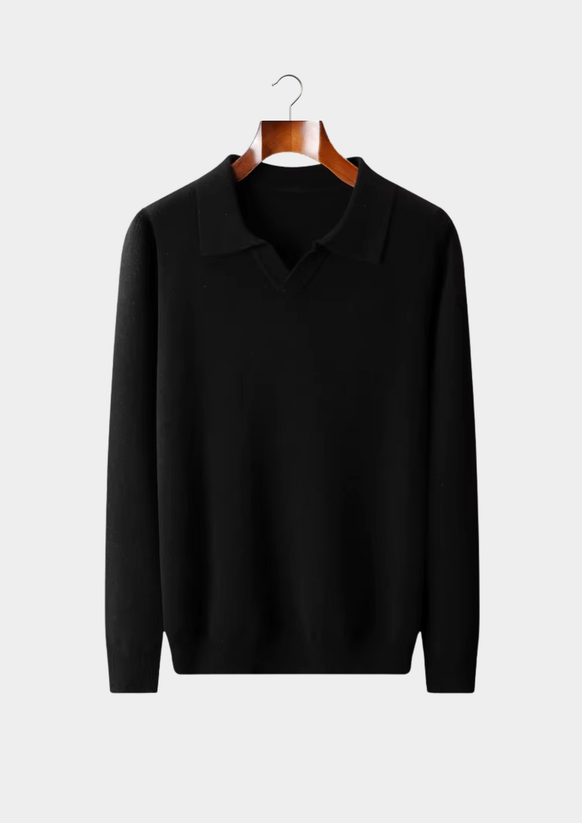 Pure Extra-Fine Merino Wool Ribbed Buttonless Polo | Portovelli