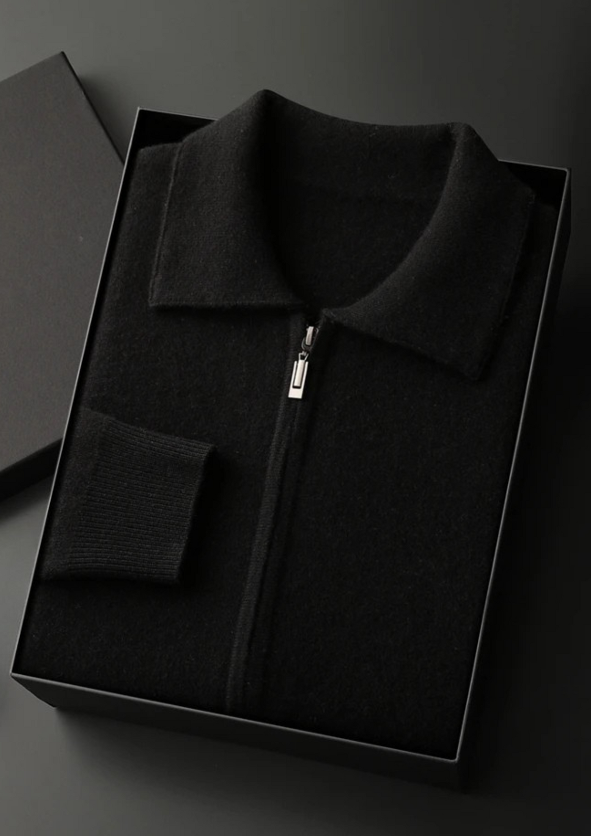 Premium Cashmere Zip Polo Cardigan | Portovelli