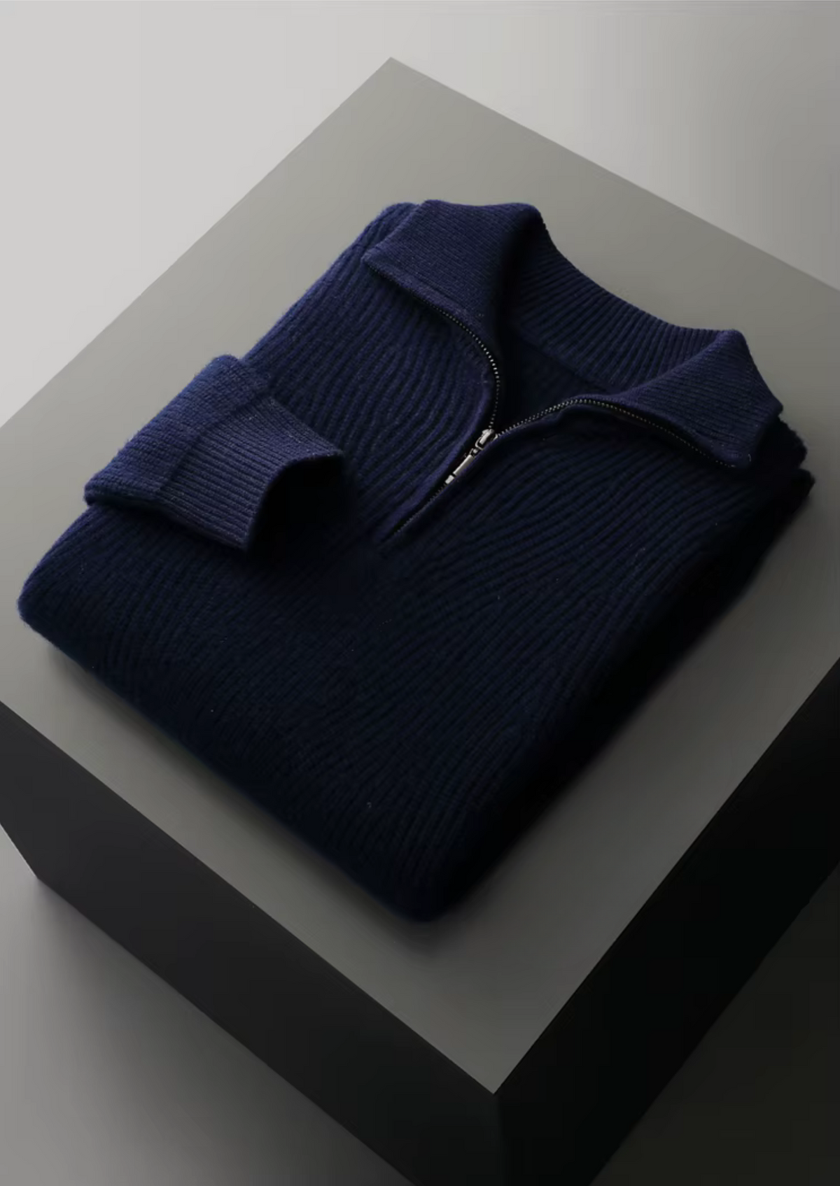 Pure Extra-Fine Merino Wool Ribbed Half-Zip | Portovelli