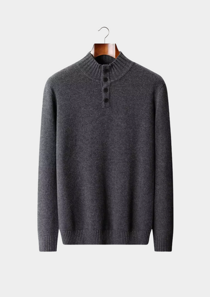 Pure Extra-Fine Merino Wool Classic Button Sweater | Portovelli