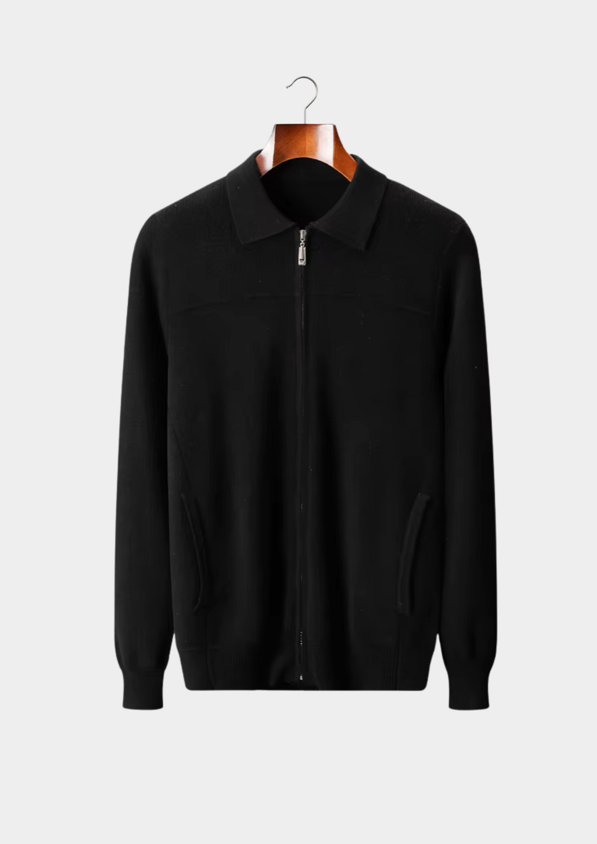 Pure Extra-Fine Merino Wool Ribbed Polo Cardigan | Portovelli