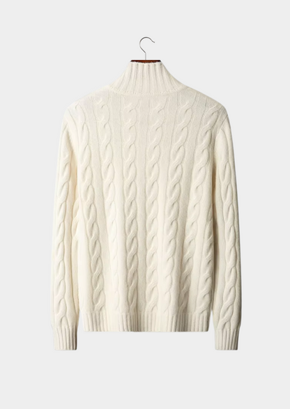 Pure Extra-Fine Merino Wool Dual-Zip Cable Cardigan | Portovelli