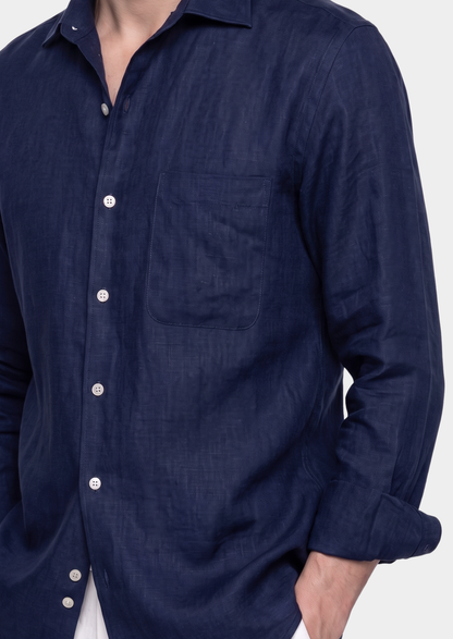 Amalfi Coastal Shirt - Navy Blue | Portovelli