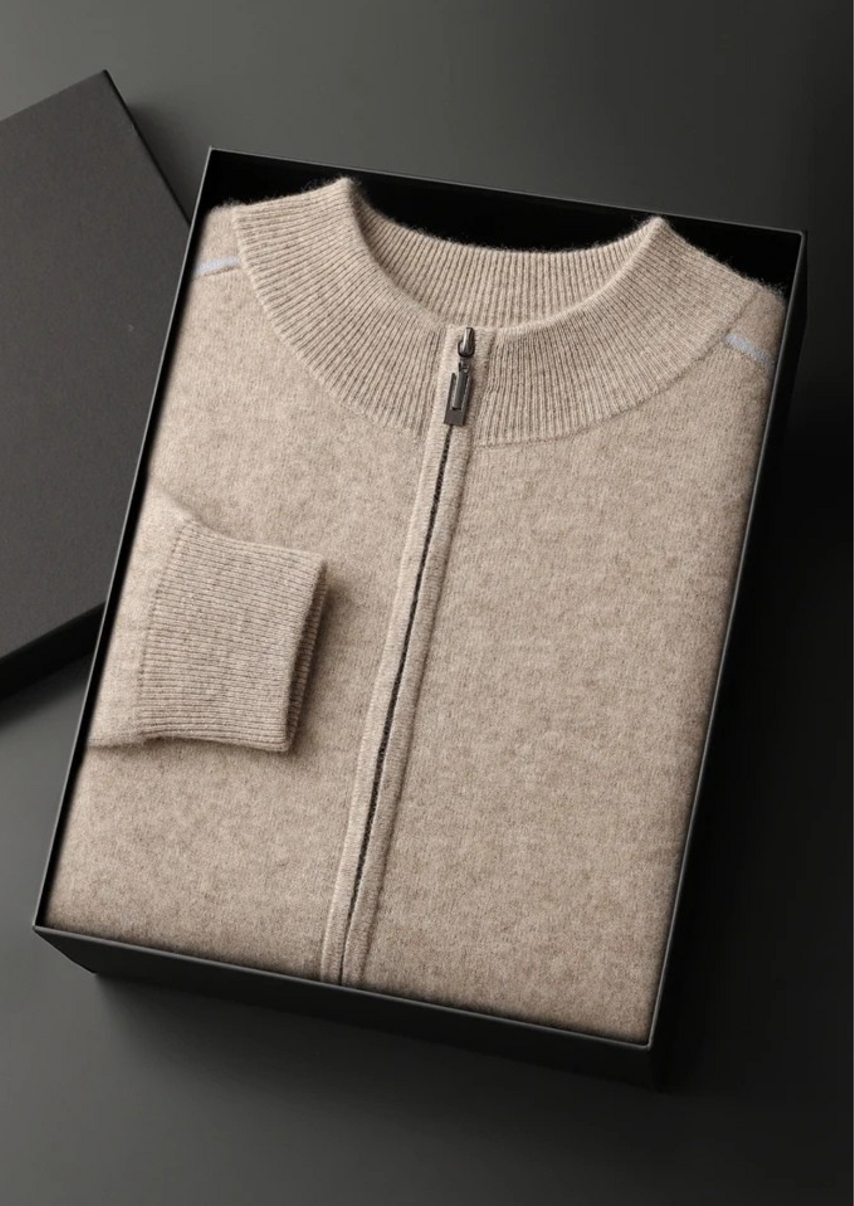 Premium Cashmere Two Tone Zip Cardigan | Portovelli