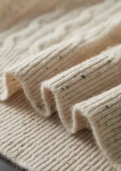 Pure Extra-Fine Merino Wool Nepped Cable Crewneck | Portovelli