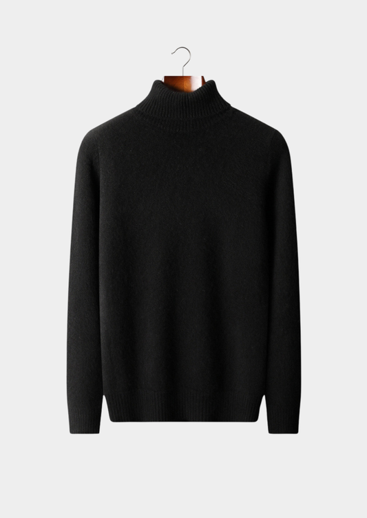 Pure Cashmere Black Essential Rollneck | Portovelli