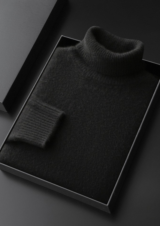 Pure Cashmere Black Essential Rollneck | Portovelli