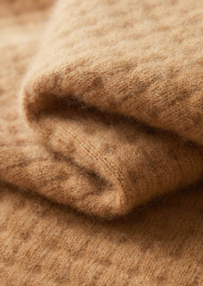 Pure Cashmere Caramel Textured Button Cardigan | Portovelli
