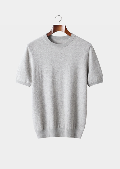 Premium Cashmere Classic Crewneck T-Shirt - Light Gray | Portovelli
