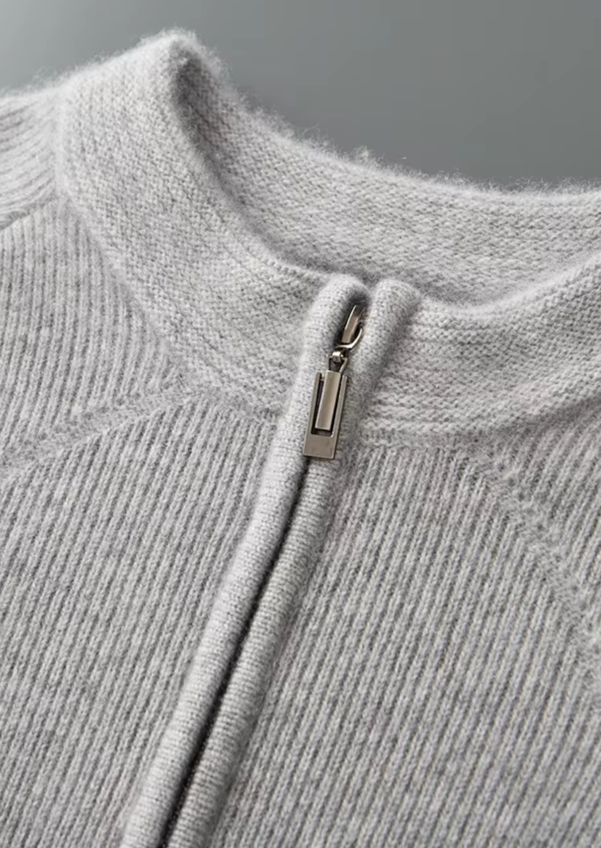 Pure Extra-Fine Merino Wool Ribbed Zip Cardigan | Portovelli