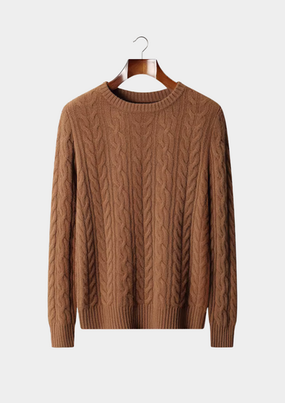 Pure Extra-Fine Merino Wool Cable Knit Crewneck | Portovelli