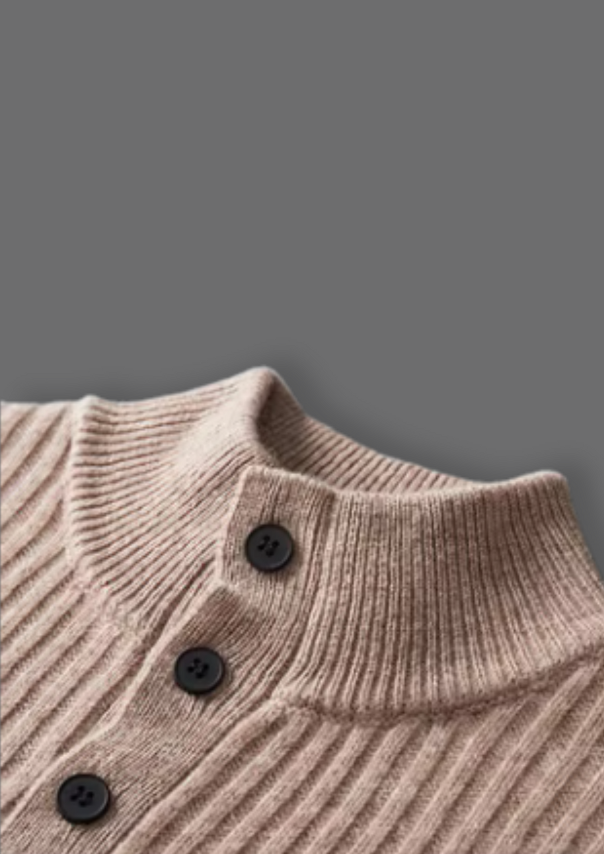 Pure Extra-Fine Merino Wool Ribbed Henley Sweater | Portovelli