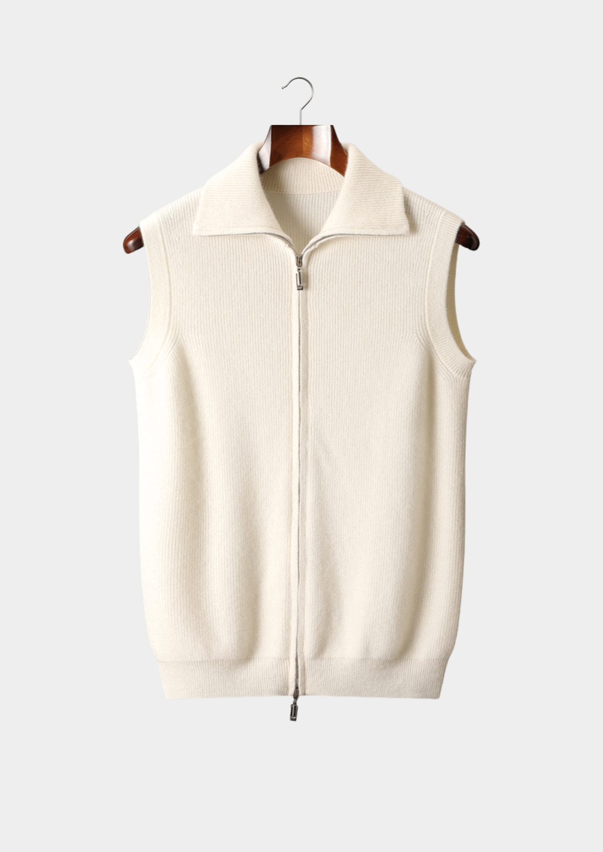 Pure Cashmere Ivory Body Warmer Vest | Portovelli