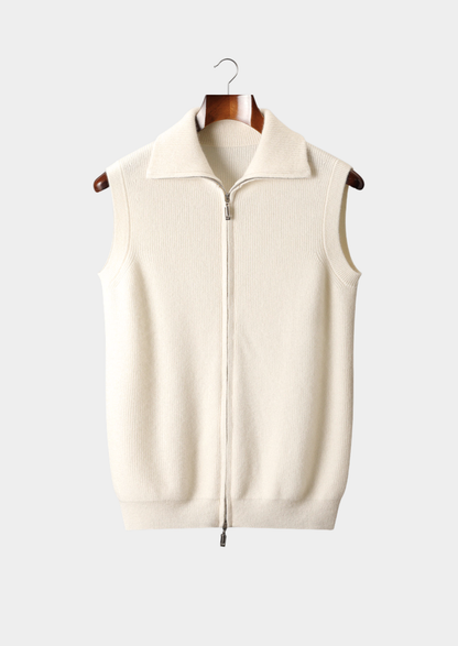 Pure Cashmere Ivory Body Warmer Vest | Portovelli
