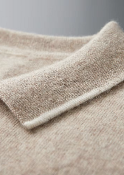 Premium Cashmere Two Tone Button Polo | Portovelli