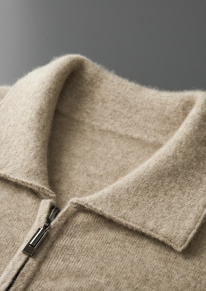 Premium Cashmere Zip Polo Cardigan | Portovelli