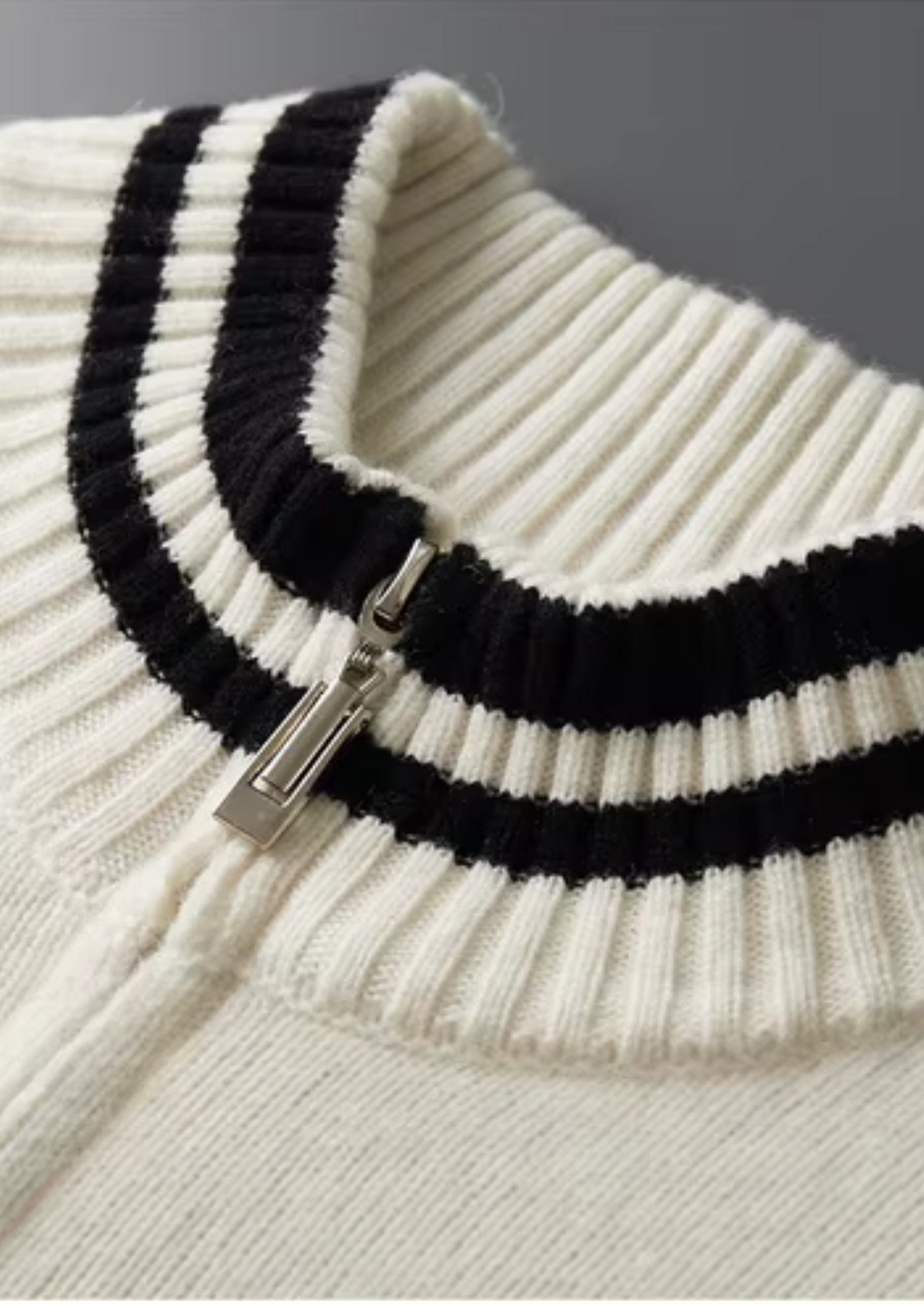 Pure Extra-Fine Merino Wool Two Tone Zip Cardigan | Portovelli