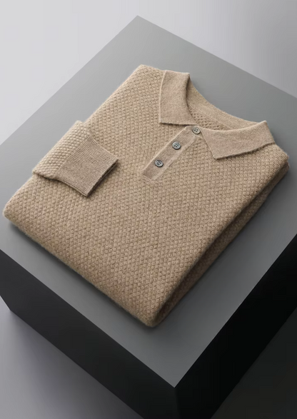 Premium Cashmere Textured Sweater Polo | Portovelli