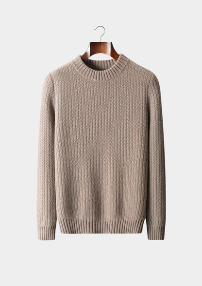 Pure Cashmere Beige Heavyweight Crewneck | Portovelli