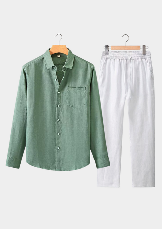 Dolcevita Longsleeve Summer Set - Green/white | Portovelli