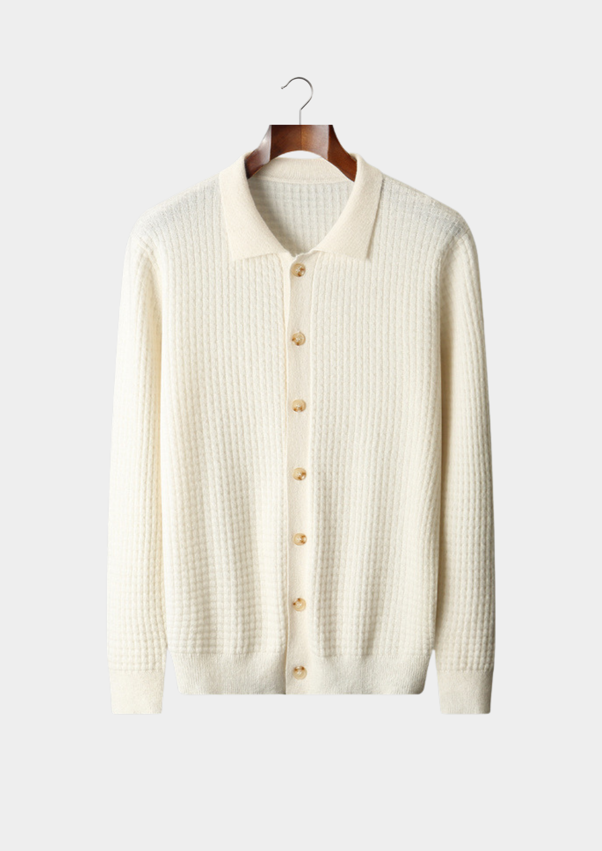 Pure Cashmere Ivory Textured Button Cardigan | Portovelli