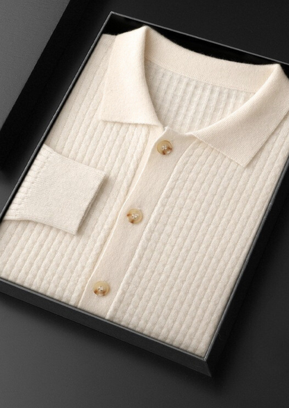 Pure Cashmere Ivory Textured Button Cardigan | Portovelli