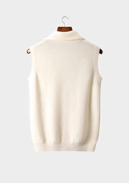 Pure Cashmere Ivory Body Warmer Vest | Portovelli