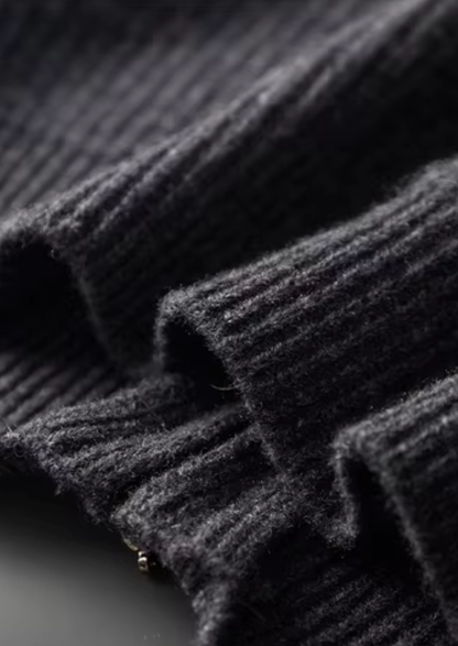 Pure Extra-Fine Merino Wool Funnel Neck Dual Zip Cardigan | Portovelli