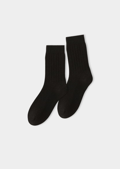 Black Ultra-Soft Ribbed Merino Wool Socks | Portovelli