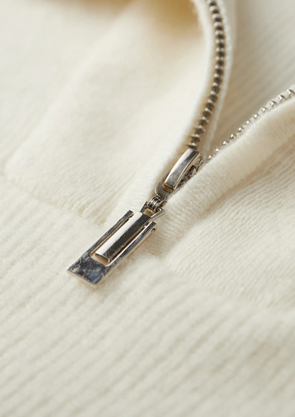 Premium Cashmere Ribbed Half-Zip Sweater | Portovelli