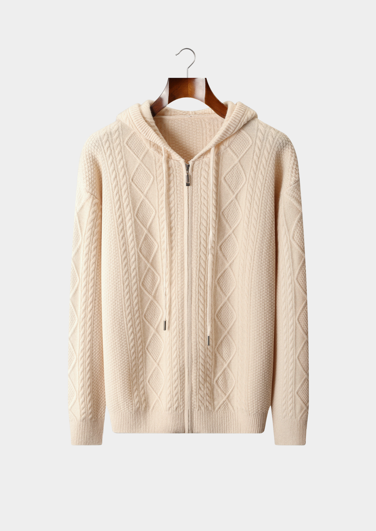 Pure Extra-Fine Merino Wool Wintertime Zipper Hoodie | Portovelli
