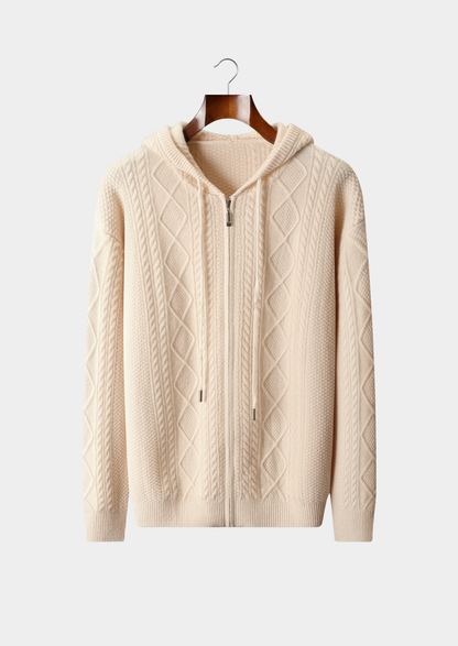 Pure Extra-Fine Merino Wool Wintertime Zipper Hoodie | Portovelli