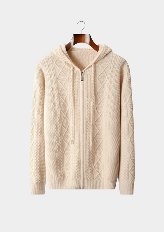 Pure Extra-Fine Merino Wool Wintertime Zipper Hoodie | Portovelli