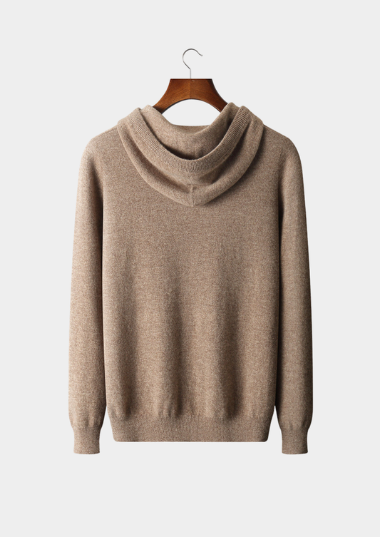 Pure Extra-Fine Merino Wool Beige Leisure Hoodie | Portovelli