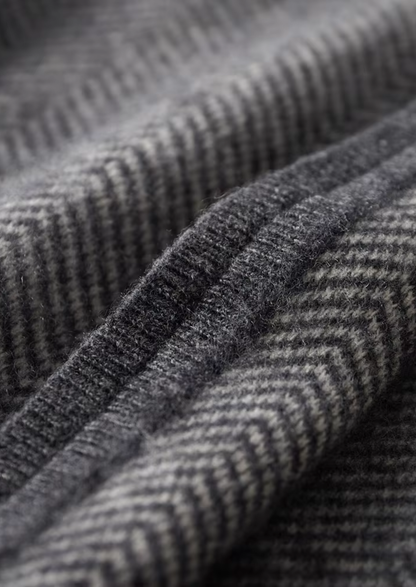 Pure Extra-Fine Merino Wool Gray Herringbone Set | Portovelli
