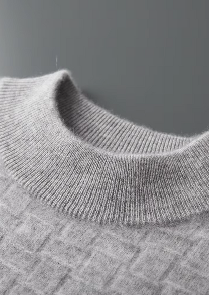Pure Extra-Fine Merino Wool Textured Mockneck | Portovelli